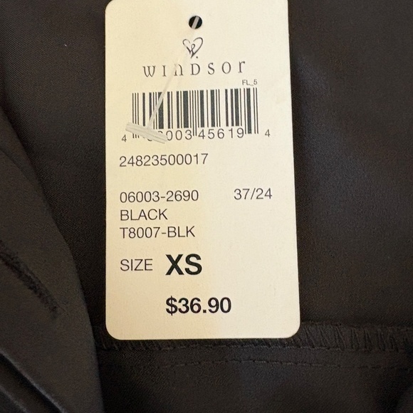 Windsor Womens Always Chic Satin Button-Down Long Sleeve Top Black NEW - Picture 6 of 8